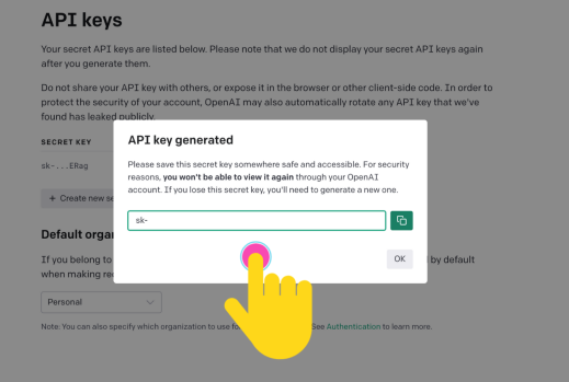 OpenAI API 키 발급 확인